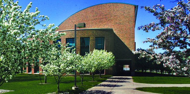 The exterior of Opperman Hall, which houses the Law Library.